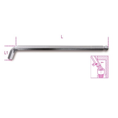 CHIAVI MASCHIO ESAGONALE PIEGATE A 110° CON ESTREMITA' SFERICA CROMATE MM 1,5 ART. 96BPA   