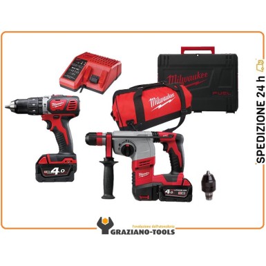 KIT M18 BPP2L-402B TASSELLATORE M18 HD18 HX + TRAPANO AVVITATORE M18 BPD + 2 BATTERIE M18 4AH   